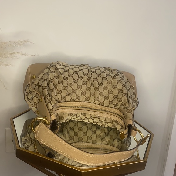 Gucci Beige GG Canvas Medium Jockey Hobo Bag - Picture 5 of 9